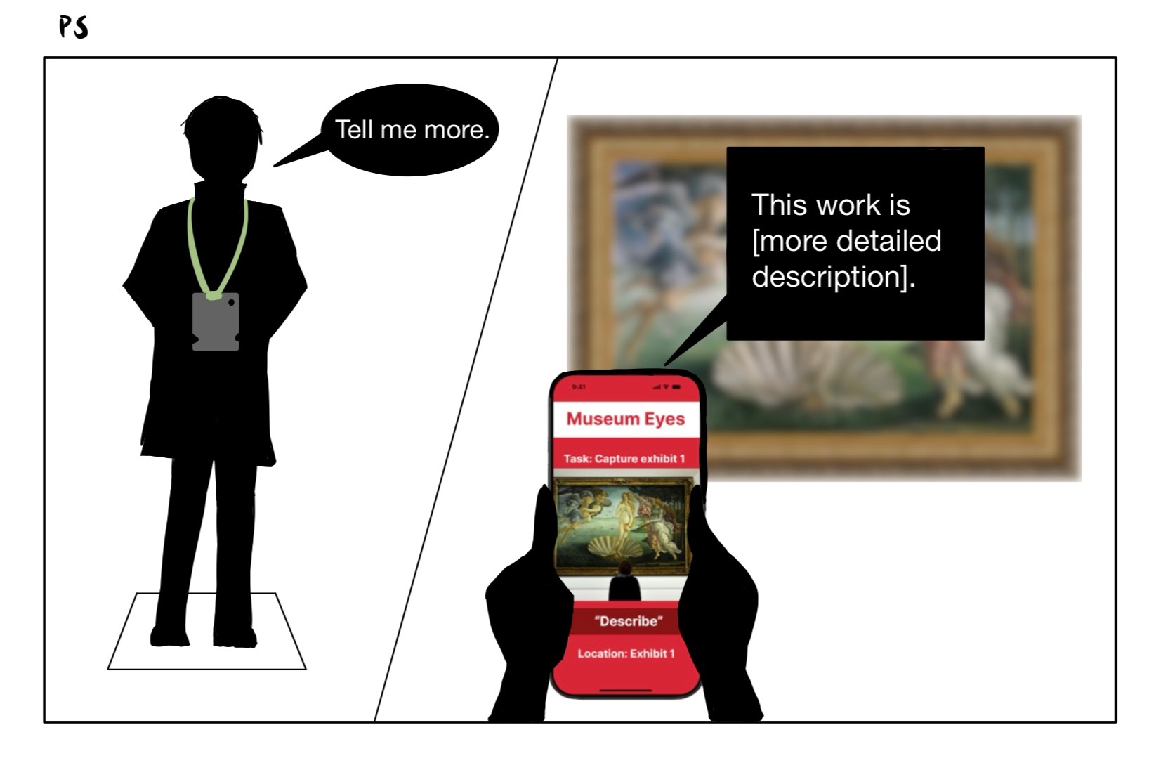 Storyboard panel 5: User asks for a more detailed description and recieves it